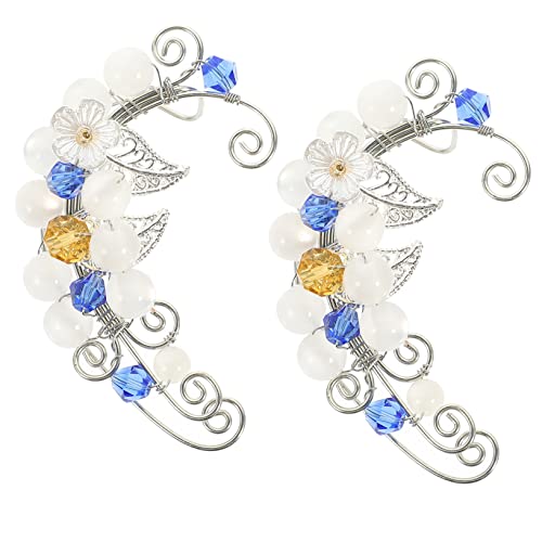 VERDANVERSE Blumen Ohrringe Ohrklemmen Ohrloch Damen Elfen Schmuck Farbige Ear Handgefertigt für Festliche Anlässe Valentinstag Muttertag von VERDANVERSE