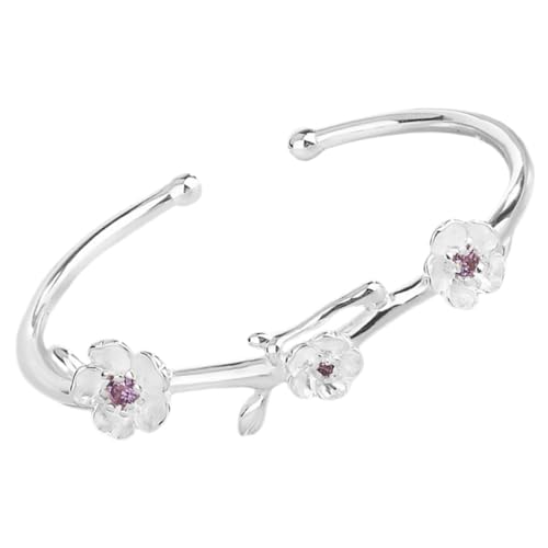 VERDANVERSE Blumenarmreif mit Verstellbarem Öffnungsdesign Eleganter Cuff Bangle für Damen Stilvolles Handgelenkschmuckstück für zu Geburtstagen und Feiertagen von VERDANVERSE