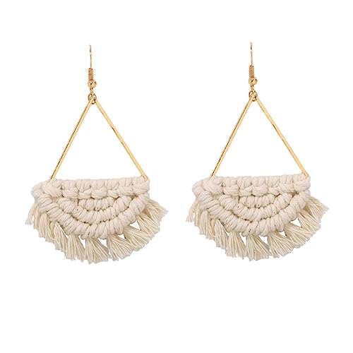 VERDANVERSE Bohemian Ohrstecker Fanförmig Leicht Geflochten Strand Schmuck Damen Sommer Weiß von VERDANVERSE