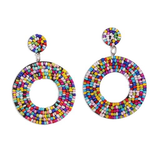 VERDANVERSE Boho Ohrringe Perlen Geometrische Tropfenohrringe für Frauen Farbenfrohe Stilvolle Statement Ohrringe für Sommerurlaub Hautfreundlich und Langlebig von VERDANVERSE