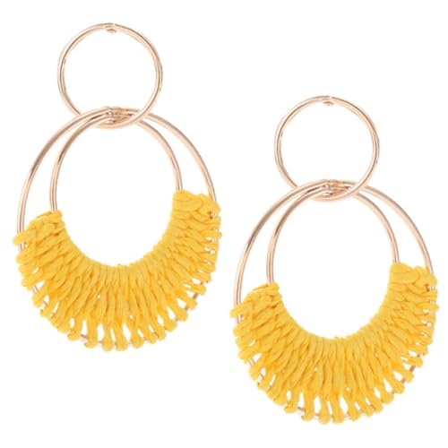 VERDANVERSE Boho Raffia Creolen Ohrringe Handgewickelt Sommer Strand Schmuck Damen Statement Accessoires von VERDANVERSE