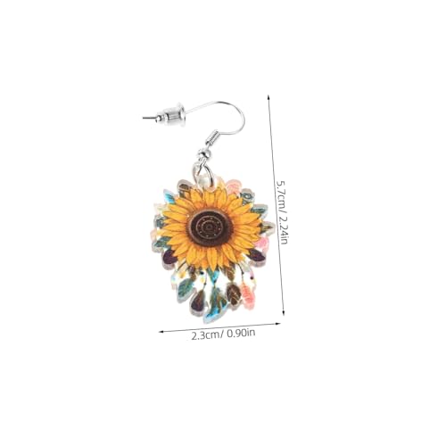 VERDANVERSE Boho Sonnenblumen Ohrringe Damen Leichte Acrylblumenohrringe Einzigartiges Design Komfortabel für Alltag und Events Blumenohrhänger für Frauen von VERDANVERSE