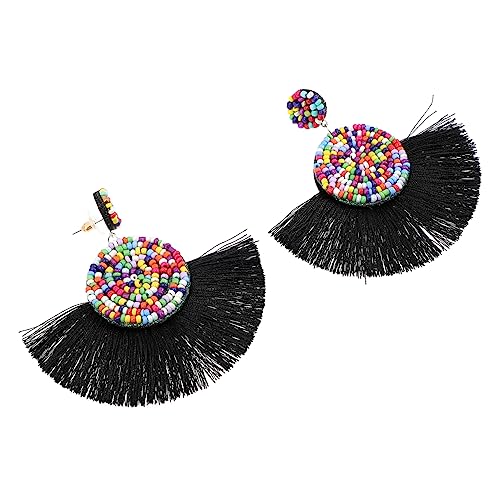 VERDANVERSE Boho Statement Ohrringe mit Bunten Perlen und Halbkreis Quasten Leichte Ethno Damen Ohrhänger für Alltag und Festliche Anlässe Modischer Schmuck für Frauen von VERDANVERSE