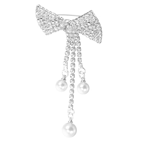 VERDANVERSE Brosche Damen Schleife mit Perlen und Strass Modisches Schmuck Accessoire für Anzug DIY Kleid Schuhe Taschen Vielseitiger Broschen Pin für Frauen Prom Schmuck von VERDANVERSE