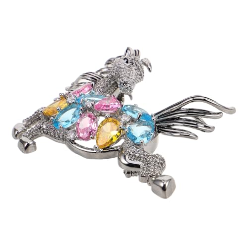 VERDANVERSE Bunte Pferdebrosche Damen Herren Dekorative Tier Anstecknadel mit Strass Leichte Modische Brosche für Mantel Pullover Kleid und Anzug Eleganter Schmuck für Business und von VERDANVERSE