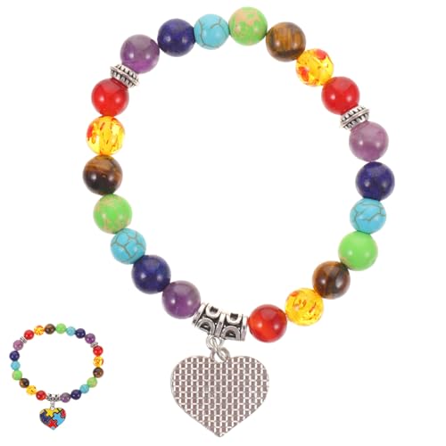 VERDANVERSE Buntes Naturstein Perlenarmband mit Liebesanhänger Stilvolles Dekoratives Armband für Frauen und Mädchen Vielseitiges Schmuckstück für Alltag Party und Besondere Anlässe von VERDANVERSE