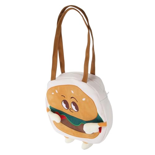 VERDANVERSE Canvas Umhängetasche Damen Large Capacity Schultertasche mit Cartoon Hamburger Design Robuste Canvas Einkaufstasche Vielseitig für Schule Alltag und Shopping Modisch und Geräumig von VERDANVERSE