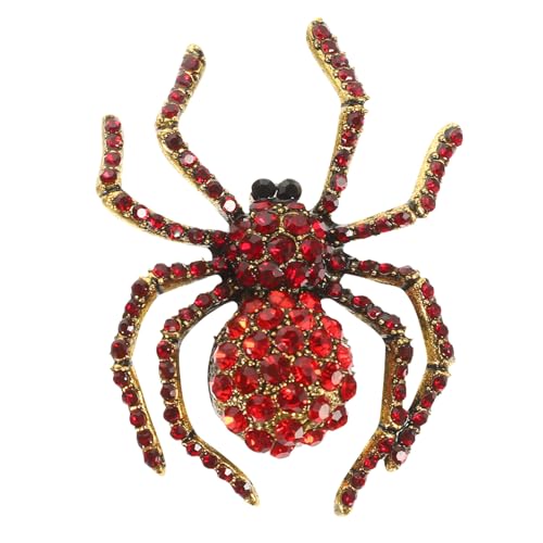 VERDANVERSE Chic Retro Spinnen Brosche mit Strassbesatz Rote Halloween Anstecknadel Langlebige Schmucknadel für Kleidung Taschen und Cardigans Modisches Accessoire für Damen und Herren von VERDANVERSE