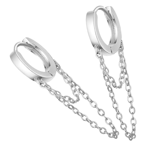 VERDANVERSE Clip Ohrhänger Damen Punk Gothic Stil Ketten Tassel Creolen Nicht Piercing Modeschmuck für Mädchen Leicht Komfortabel Weißgoldfarben Geschenkidee für Partys und Alltag von VERDANVERSE