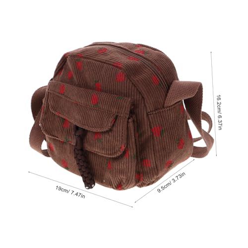 VERDANVERSE Corduroy Umhängetasche Damen mit Erdbeermuster Kleine Leichte Schultertasche aus Weichem Stoff Modische Crossbody Bag für Schule Arbeit und Alltag Tragbar und Vielseitig von VERDANVERSE