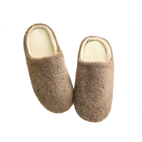 VERDANVERSE Cozy Furry Hausschuhe Damen Herren Weiche Plüsch Pantoffeln mit Baumwollfüllung Rutschfeste Geräuschlose Winter Hausschuhe in Kaffee für Zuhause und Reise von VERDANVERSE