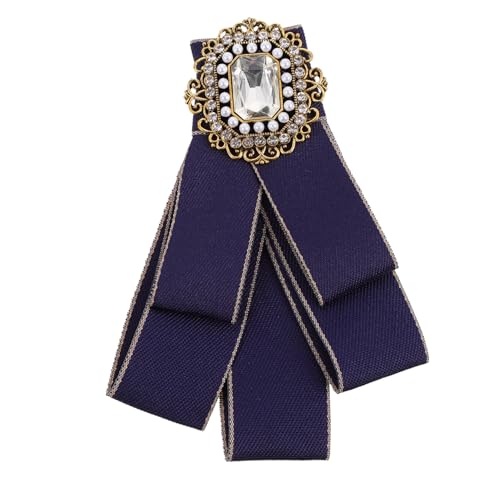 VERDANVERSE Damen Brosche Schleife Strassbesatz Dekorative Anstecknadel für Bluse und Kleid Modisches Accessoire für Hochzeit Party und Festliche Anlässe Blaue Schleifenbrosche von VERDANVERSE