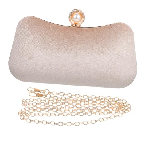VERDANVERSE Damen Clutch Bag mit Perlenverschluss Leichte Banquet Evening Purse für Hochzeit Party Ball Vielseitige Kleine Abendtasche in Apricot für Formelle Anlässe von VERDANVERSE
