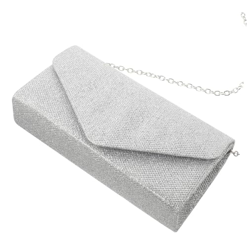 VERDANVERSE Damen Clutch Handtasche mit Abnehmbarer Kette Leichte Abendtasche für Hochzeit Party und Bankett Umhängetasche mit Sicherem Druckknopfverschluss Silberfarben von VERDANVERSE