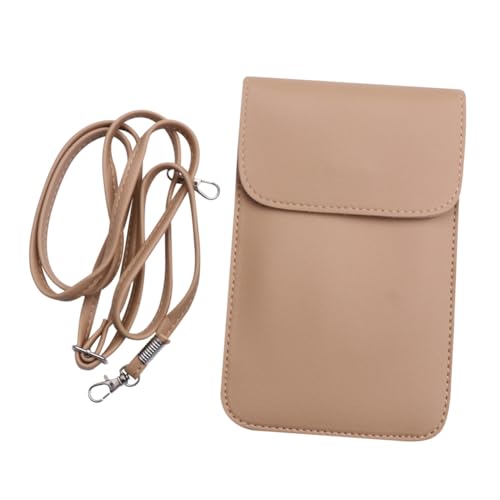 VERDANVERSE Damen Handytasche aus PVC Material mit Klappverschluss Kleine Umhängetasche für Mädchen Multifunktionale Crossbody Schultertasche mit Transparentem Fenster Khakifarbene Mini von VERDANVERSE