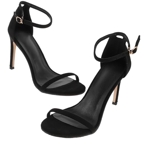 VERDANVERSE Damen High Heel Sandaletten mit Dünnem Absatz Modische Riemen Pumps in Schwarz für Festliche Anlässe Wie Hochzeiten und Sommerpartys von VERDANVERSE