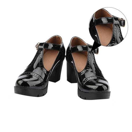 VERDANVERSE Damen High Heels mit Rundkopf Dicker Absatz rutschfest Angenehm Modisch für Arbeit und Alltag Schwarze Pumps Langlebig und Leicht von VERDANVERSE