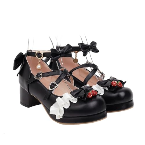 VERDANVERSE Damen Lederschuhe mit Schleifenapplikation Mittelhoher Absatz Elegant und Atmungsaktiv Jahreszeiten Schuhe für Arbeit Dating Hochzeit und Party Komfortabel und Langlebig von VERDANVERSE