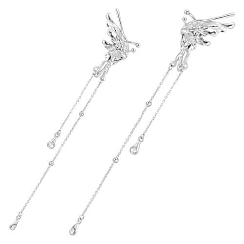 VERDANVERSE Damen Ohrklemme mit filigranem Muster Leicht und angenehm nicht Durchstochen mit Baumelnder Kette Modischer Ohrschmuck für Geburtstag Valentinstag und Alltag von VERDANVERSE