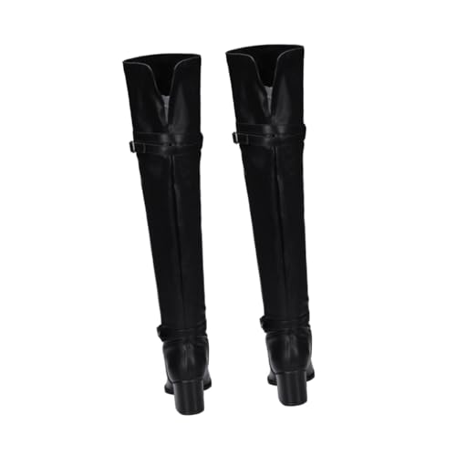 VERDANVERSE Damen Overknee Stiefel aus Hochwertigem Material mit Rutschfester Sohle Dickem Absatz Modischem Design Atmungsaktiv und Warm Geeignet für Outdoor Party und Alltag Schwarz von VERDANVERSE