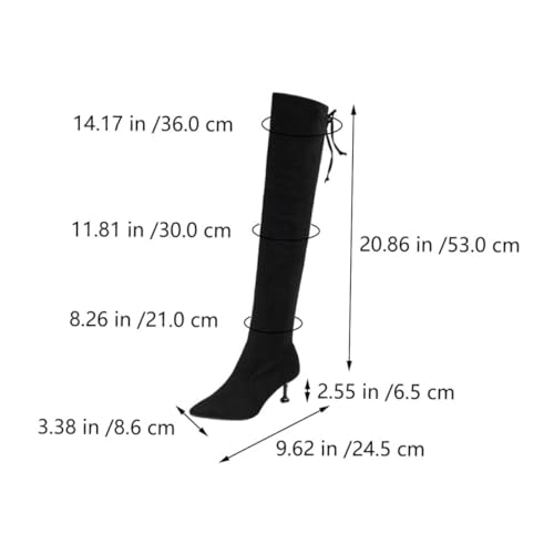 VERDANVERSE Damen Overknee Stiefel mit Spitz zulaufender Zehenpartie Absatz Schwarzes Veloursleder Winterstiefel Modisch Komfortabel für Damen Mädchen von VERDANVERSE