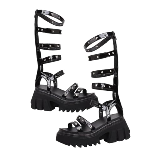 VERDANVERSE Damen Plateau Sandalen Schwarz Hochhackige Thick Soled Sandals Bequeme Chunky Heels Sommer Fußbekleidung von VERDANVERSE