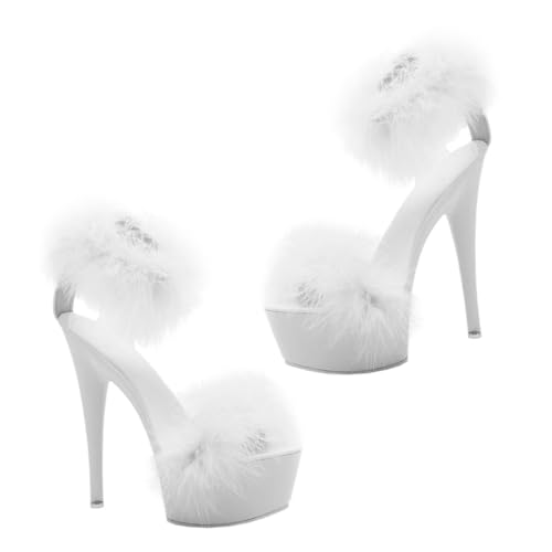 VERDANVERSE Damen Sandalen High Heels Plateau Rutschfest Hoher Absatz Federverzierung Sommer Schuhe Elegant Flirten Alltag Party Zufällige Farbe von VERDANVERSE