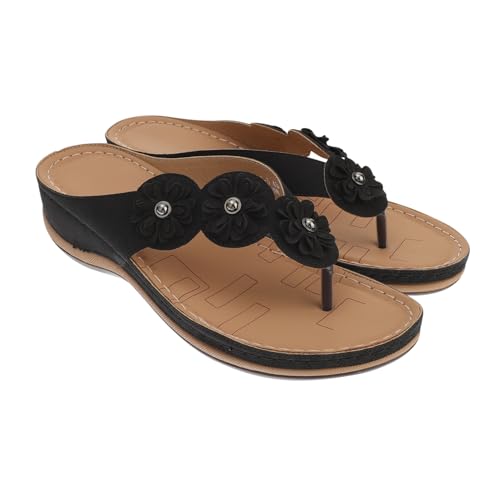 VERDANVERSE Damen Sandalen Keilabsatz Sommer Sandaletten Blumenmuster Strand Schuhe Bequeme Rutschfeste Sohlen Geeignet für Freizeit und Strandmode von VERDANVERSE