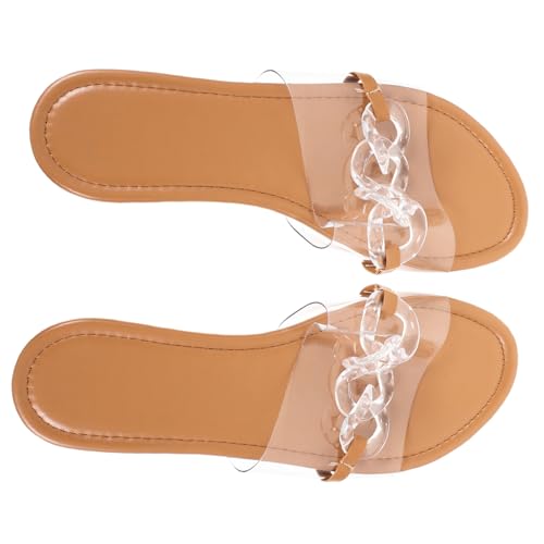 VERDANVERSE Damen Sandalen Transparent Flach Sommerschuhe Strand Slipper Angenehm Rutschfest Atmungsaktiv Stilvoll Für Alltag Und Urlaub von VERDANVERSE