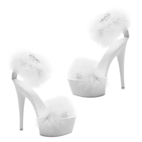 VERDANVERSE Damen Sandalen mit Hohem Absatz Flirty Plateau Sandaletten Weiße Sommerschuhe Hochwertige Materialien Langlebig und Elegant von VERDANVERSE