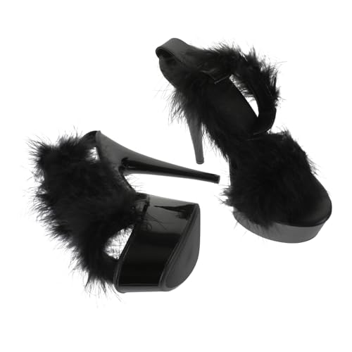 VERDANVERSE Damen Sandalen mit Ultra Hohem Absatz Dünnem und Rutschfester Sohle Atmungsaktiv Langlebig für Sommer Arbeit und Shopping Schwarz von VERDANVERSE