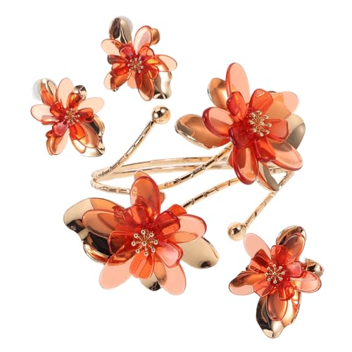 VERDANVERSE Damen Schmuck Set mit Tropfenförmiger Blumen Ohrstecker und Fingerringe Lebendige Farben durch Tropföl Veredelung Vielseitig für Alltag und Besondere Anlässe Transparent von VERDANVERSE