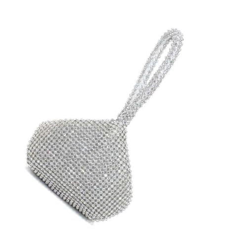 VERDANVERSE Damen Schultertasche mit Silbernen Dreieck Strasssteinen Glitzernde Abendtasche für Hochzeit Party Prom Modische Clutch mit Komplett Besetztem Strassdesign für Festliche Anlässe von VERDANVERSE