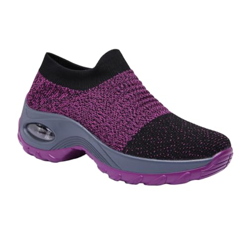 VERDANVERSE Damen Sportschuhe mit Dicker Sohle Atmungsaktiv rutschfest Leichte Freizeitschuhe Slip für Outdoor Running und Training Modisch Angenehm von VERDANVERSE