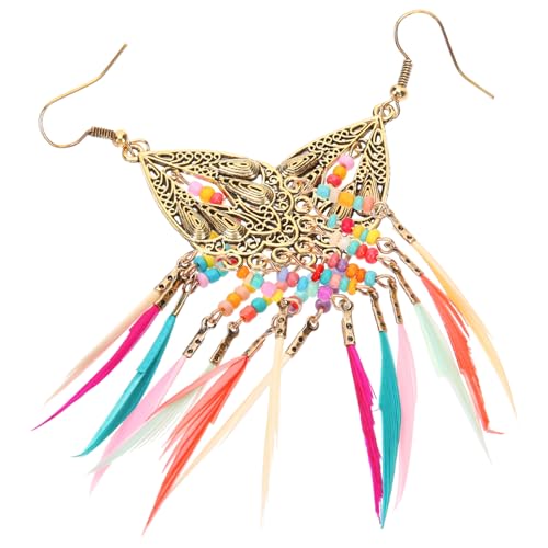 VERDANVERSE Damen Tropfen Ohrringe mit Boho Federtasseln Langlebige Legierte Ohrhänger für Partys Festivals Hochzeit und Alltag Allergikerfreundlich Ohrdekoration von VERDANVERSE