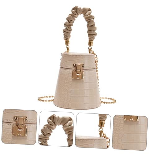 VERDANVERSE Damen Umhängetasche mit Alligatorprägung PU Handtasche Modisch Bucket Bag Crossbody für Alltag Shopping Party Beach Beige von VERDANVERSE
