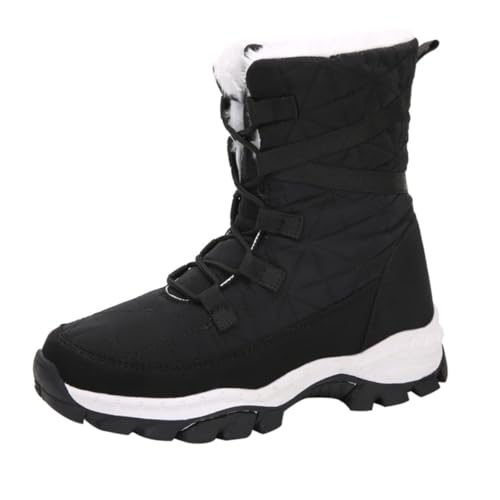 VERDANVERSE Damen Winterstiefel Mittelhoch Warm Gefüttert Komfortabel Rutschfest Outdoor Schneestiefel Modisch Schwarz von VERDANVERSE