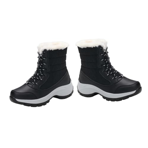 VERDANVERSE Damen Winterstiefel mit Warmem Kunstfellfutter Rutschfeste Gummisohle Schnürbar Mittelhoch Geeignet für Kalte Wintertage und Outdoor Aktivitäten von VERDANVERSE
