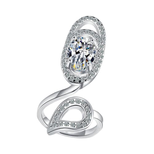VERDANVERSE Dekorativer Fingerring Nagelform Damenring Strassverziert Modischer Offener Ring Weißgold Stilvoller Modeschmuck Langlebig Attraktiv für Frauen von VERDANVERSE