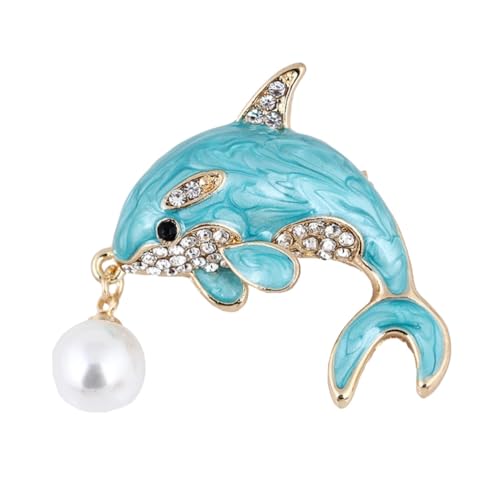 VERDANVERSE Delikate Delfin Brosche mit Perlen Design Legierung Modisches Accessoire für Damen für Partys Tanz und Alltag Anstecknadel für Outfits von VERDANVERSE