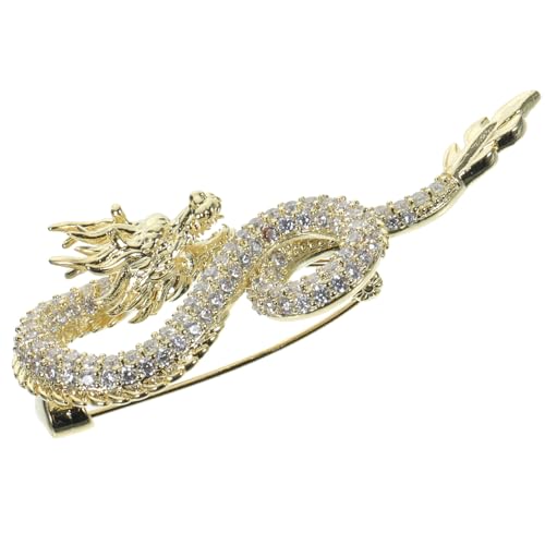 VERDANVERSE Drachen Brosche Kupfer für Damen Verschleißfeste Anstecknadel im Chinesischen Stil Handwerkskunst für Besondere Anlässe oder Alltägliche Outfits von VERDANVERSE