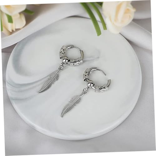VERDANVERSE Edelstahl Creolen Ohrringe mit Dragon Leaf Design Statement Ohrhänger für Damen und Herren Modische Baumelnde Schmuck accessoires für Alltag und Festtage von VERDANVERSE