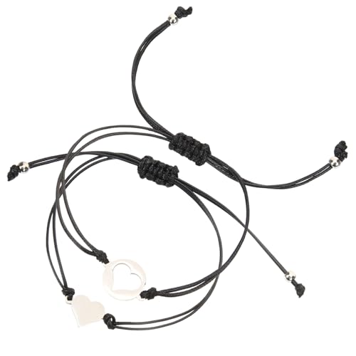 VERDANVERSE Edelstahl Herz Armband Mutter Tochter Geflochtenes Wachsarmband mit Verstellbarem Kordelzug Stilvolles Freundschaftsband für Teenager Mädchen Komfortabel und Langlebig Boho von VERDANVERSE