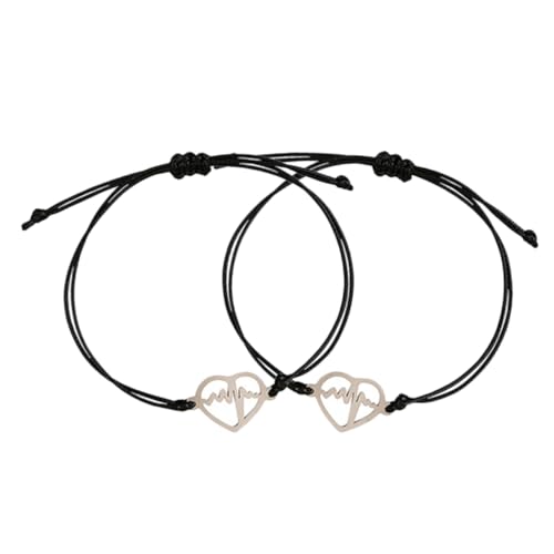 VERDANVERSE Edelstahl Puls Armband Damen Geflochtenes Freundschaftsarmband mit Herz Charm Teen Girl Geschenk Stilvolles Langlebiges Design Farblich Beständig Vielseitig Tragbar von VERDANVERSE