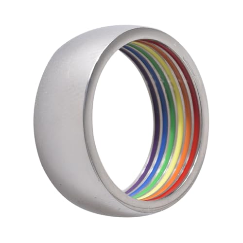 VERDANVERSE Edelstahl Regenbogenring Lgbt Pride Ring Langlebig Hautfreundlich Modisch Eleganter Fingerschmuck für Damen und Herren Geschenkidee von VERDANVERSE
