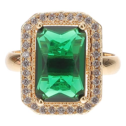 VERDANVERSE Eleganter Smaragdgrüner Zirkonia Ring Damen Verlobungsring Hochzeit Schmuck Geschenk für Frauen Glänzend Modisch Vielseitig Kombinierbar für Besondere Anlässe Wie Jubiläen und von VERDANVERSE