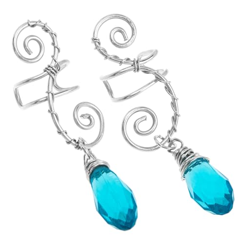 VERDANVERSE Elfenohren Ohrclip Retro Ohrklemme mit Kristallanhänger Handgefertigter Ohrschmuck Vintage Stil für Damen Modische Ear Cuff Schmuck ohne Ohrlöcher von VERDANVERSE