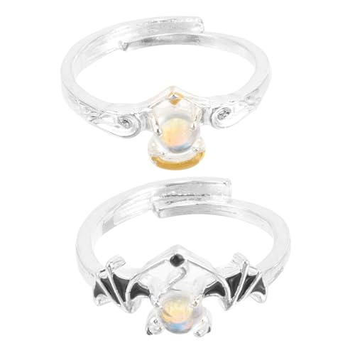 VERDANVERSE Englische Herren und Damen Partnerringe und Teufel Design Paar Versprechensringe mit Edlem Mondstein Luxuriöse Symbolringe für Stilvoller Schmuck als von VERDANVERSE