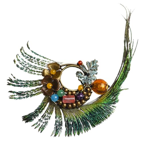 VERDANVERSE Ethnische Brosche Pfauenfeder Design Anstecknadel für Kleidung Damenfestliche Accessoires Vielseitig für Partys und Alltag von VERDANVERSE