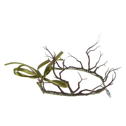 VERDANVERSE Exotisches Stirnband mit Baumzweigen und Grünem Anhänger Leichter Brautschmuck für Frauen Verstellbare Kopfschmuckkette für Hochzeiten Partys Festivals und Festliche Anlässe von VERDANVERSE